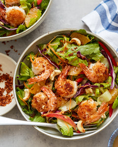 Coconut Shrimp Salad with Sesame-Ginger Vinaigrette