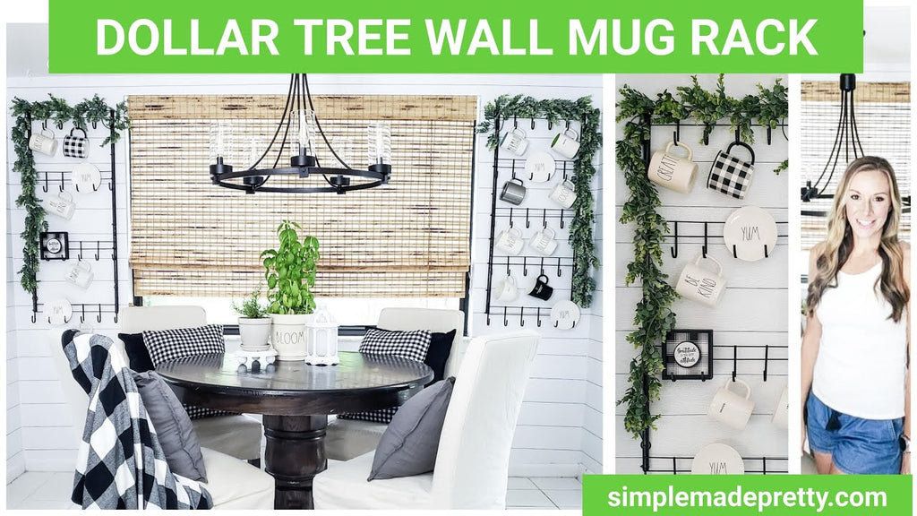 DOLLAR TREE DIY Farmhouse Mug Rack, Rae Dunn mugs, Mug Display, Wall Mug Rack by Simple Made Pretty (1 year ago)