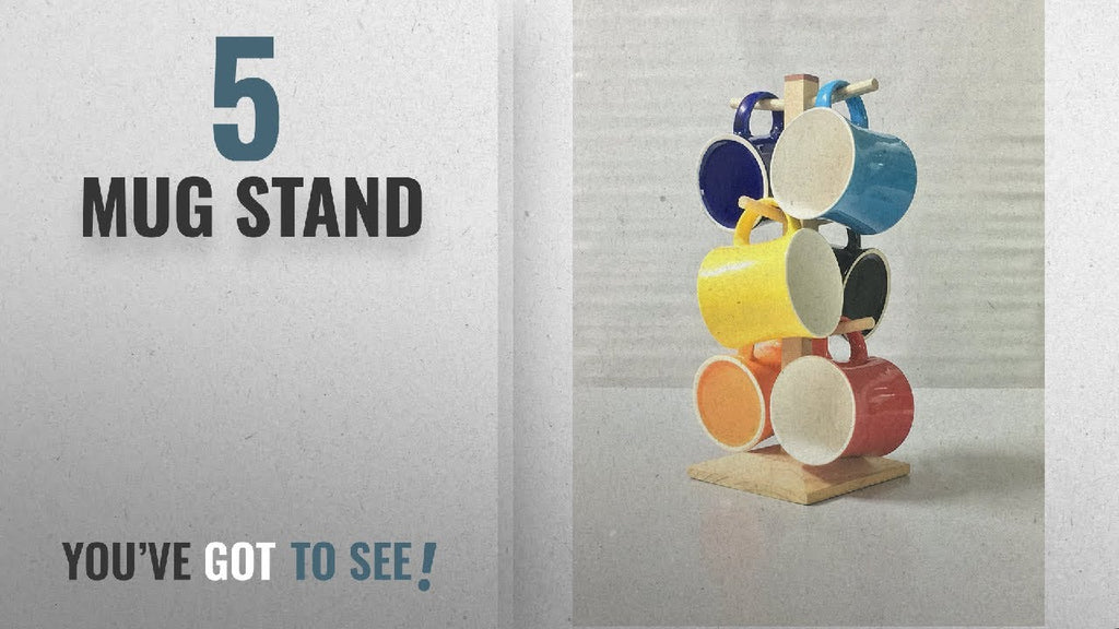 Top 10 Mug Stand [2018]: Tibros Multi Color 6 Hook Peg Wooden Hanging Tea Cup Coffee Mug Tree Rack ...