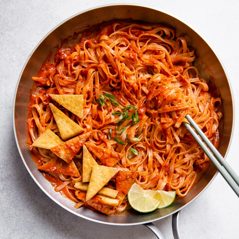 30-Minute Vegan Spicy Noodles with Pan-Fried Tofu