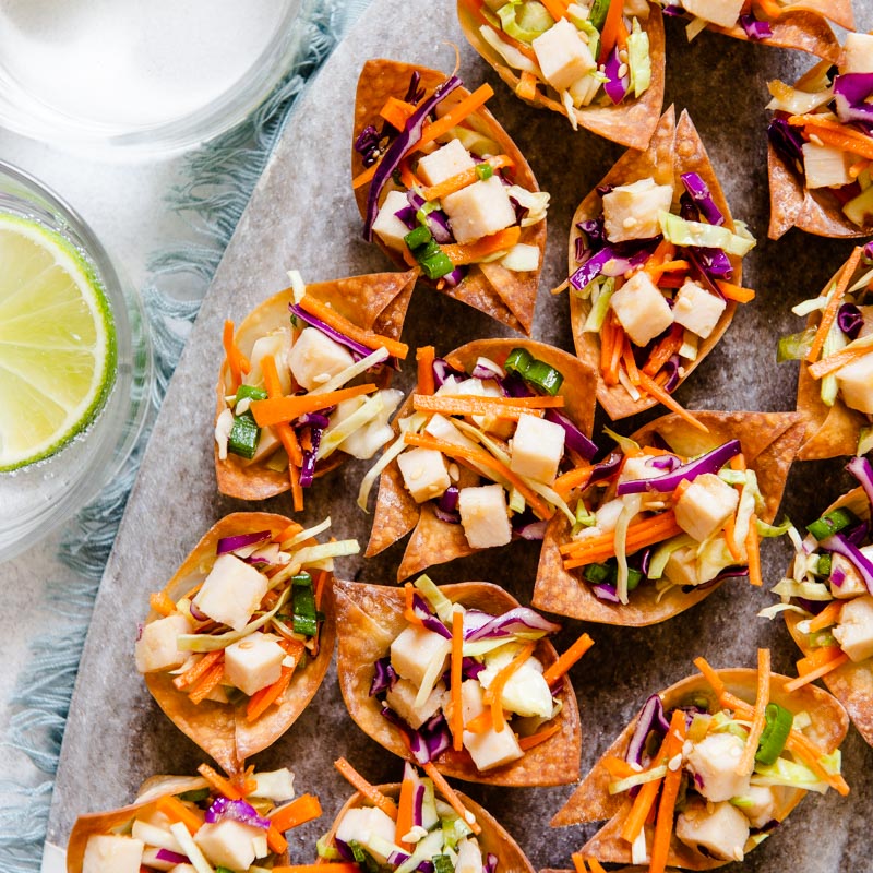 Asian Chicken Salad Wonton Cups