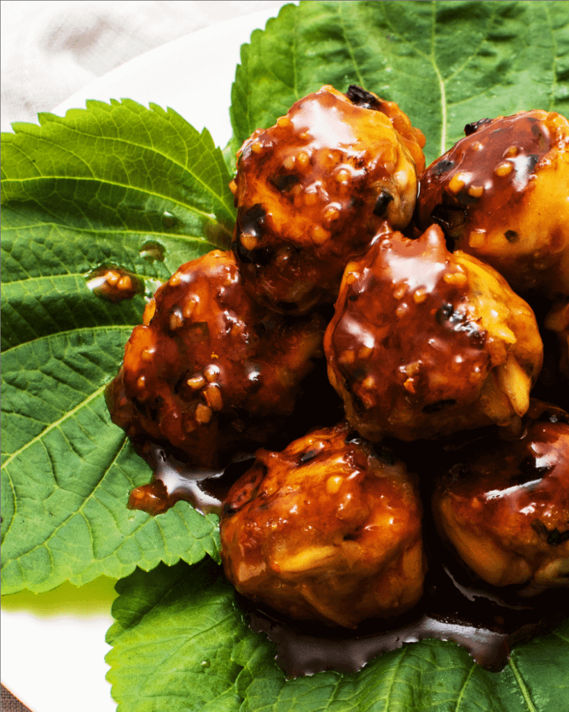 Crab and Pork Meatballs with Sweet and Spicy Sauce