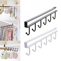 6 Hooks Storage Rack Shelf Storage Clothes Hanging Wardrobe Kitchen Organizer Cup Holder Glass Mug Holder