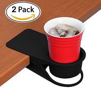 2 Pcs Drinking Cup Holder Clip - Home Office Table Desk Side Huge Clip Water Drink Beverage Soda Coffee Mug Holder Cup Saucer Clip Design,Black