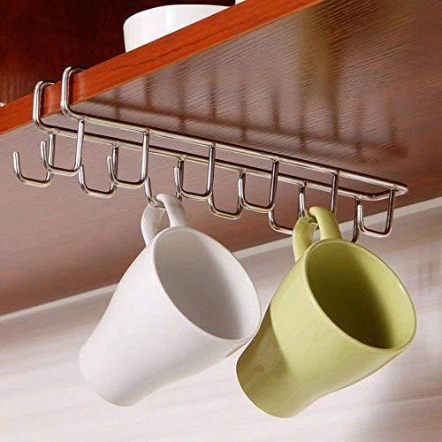 Wellobox Stainless Steel Coffee Mug Holder Hooks Under Shelf Mugs Cups Wine Glasses Storage Drying Holder Rack