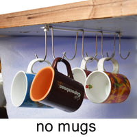 YYST Under- Shelf Mug Rack, Coffee Cup Holder Mug Holder - No Mugs No Cups - Hold 8 Mugs